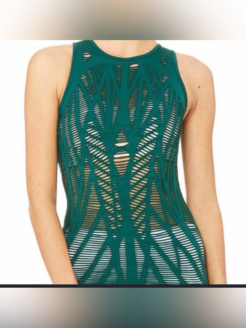 ALO Yoga Emerald Green Laser-Cut Performance Tank